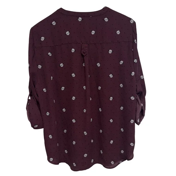 Torrid Harper Blouse Top Pug Dog Print 3/4 Roll Tab Sleeve Plus Size 0 L - Picture 3 of 9